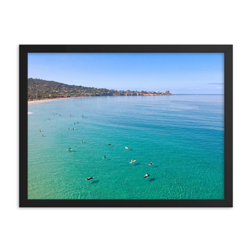 Surfing Scripps Framed poster