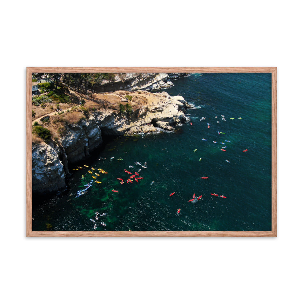 Kayaking At The Cove Framed poster