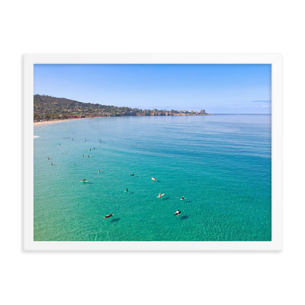 Surfing Scripps Framed poster