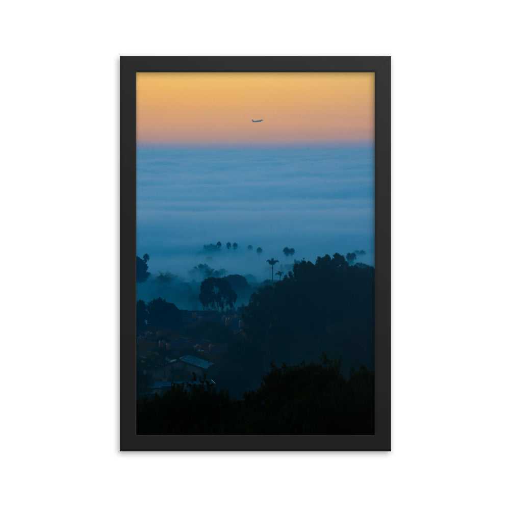 foggy morning flight Framed poster