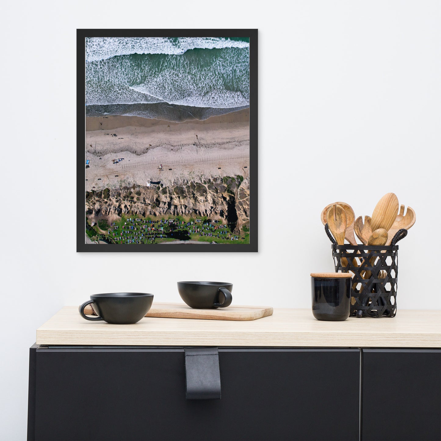 Yoga at the beach Framed poster