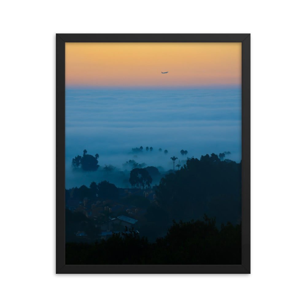 foggy morning flight Framed poster