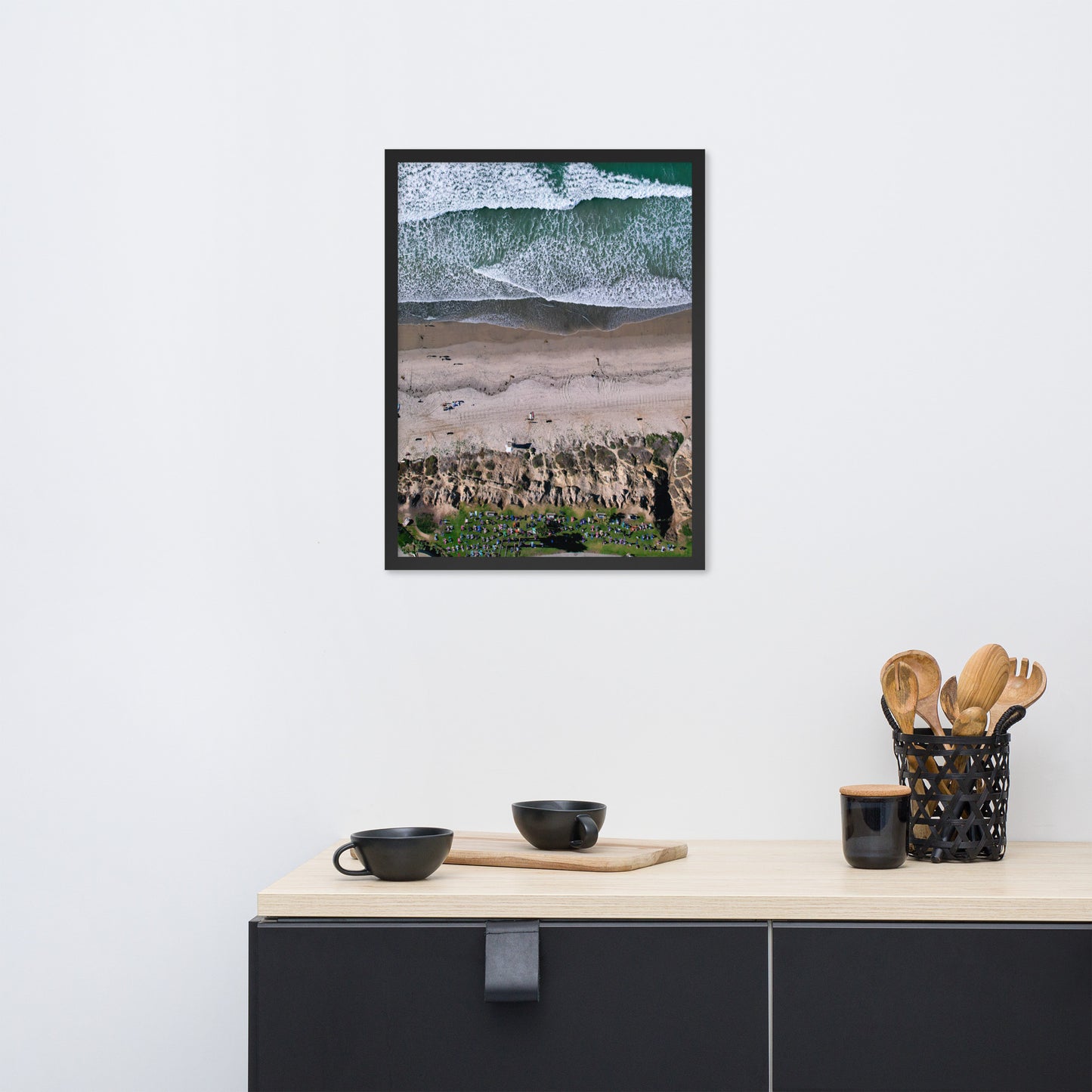 Yoga at the beach Framed poster