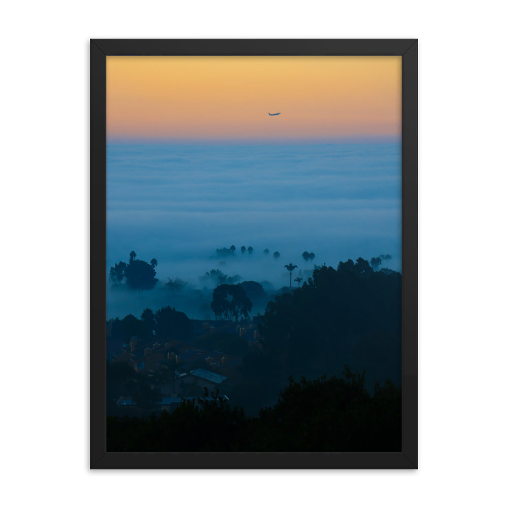 foggy morning flight Framed poster