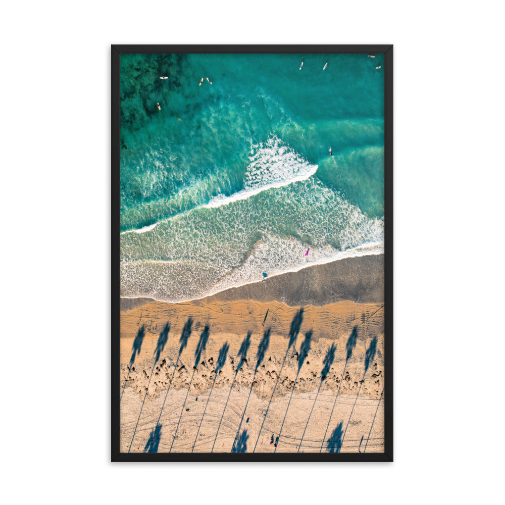 Surfing Palm Trees Framed poster