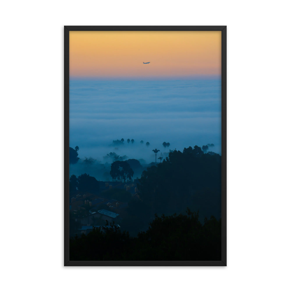 foggy morning flight Framed poster