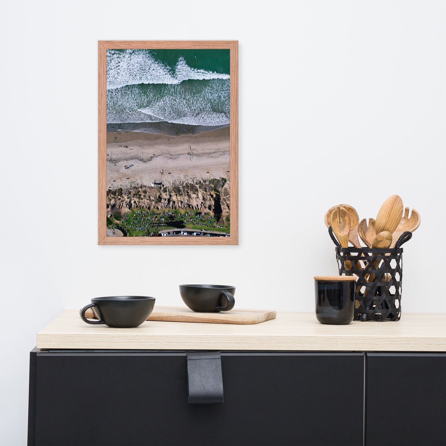 Yoga at the beach Framed poster