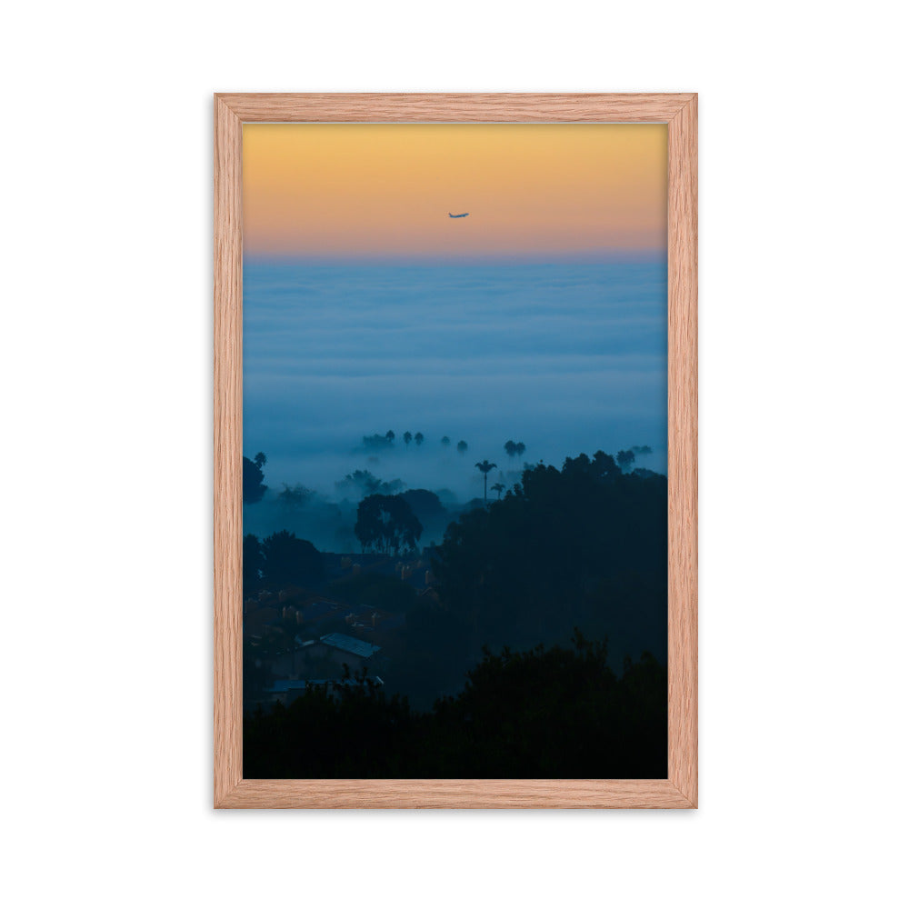 foggy morning flight Framed poster