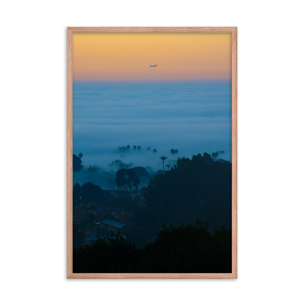 foggy morning flight Framed poster