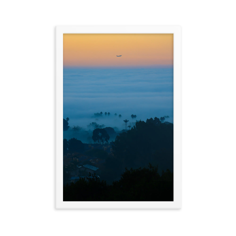 foggy morning flight Framed poster