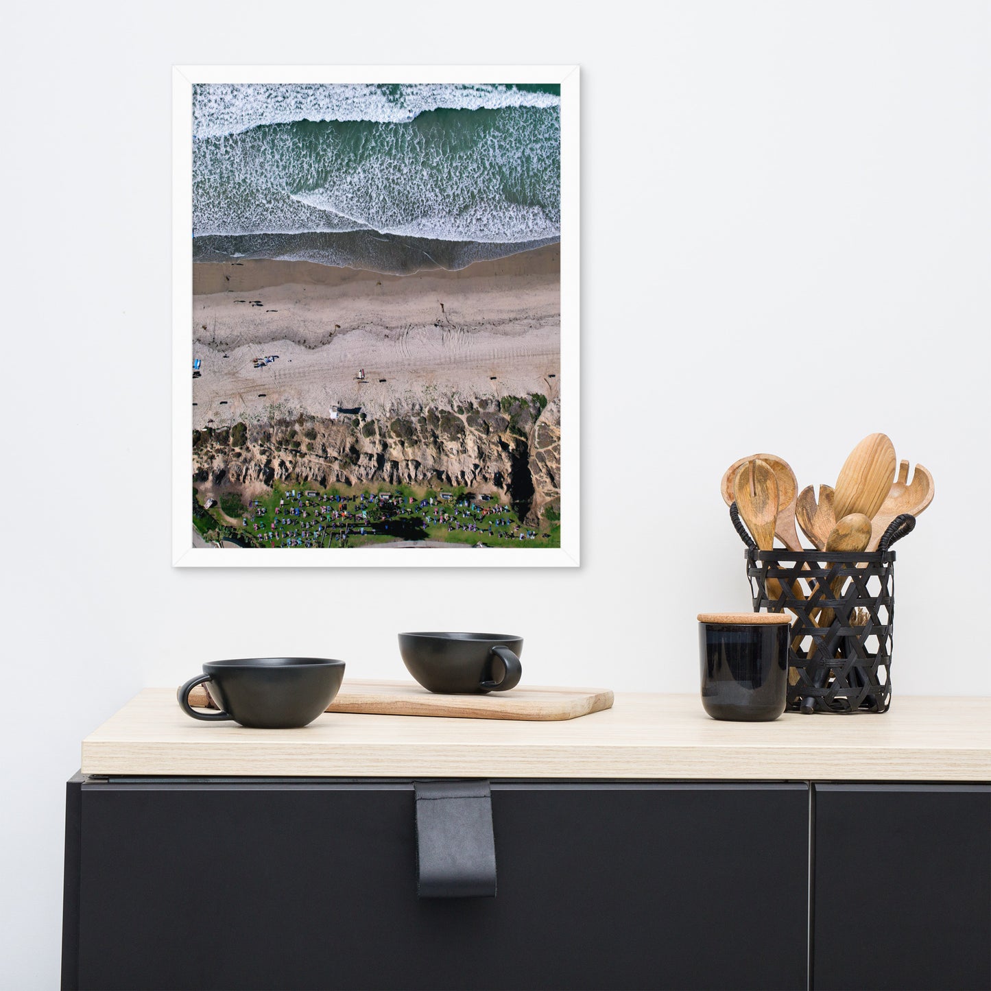 Yoga at the beach Framed poster