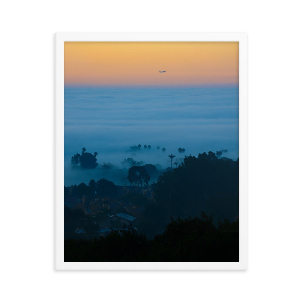 foggy morning flight Framed poster