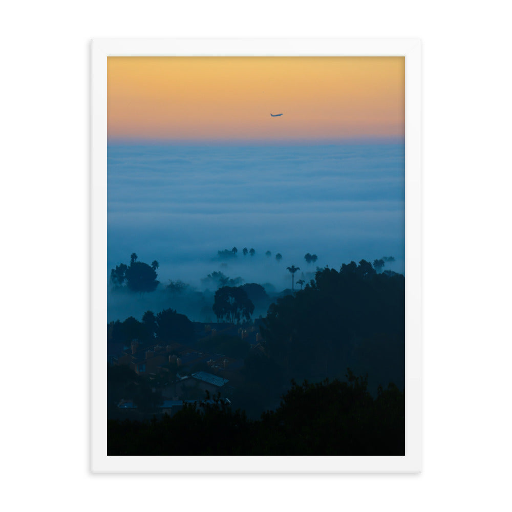 foggy morning flight Framed poster