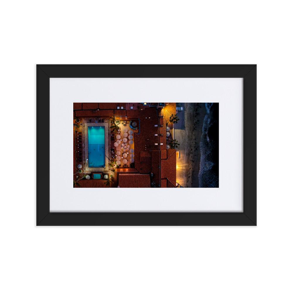 Beach Club at Night Matte Paper Framed Poster With Mat