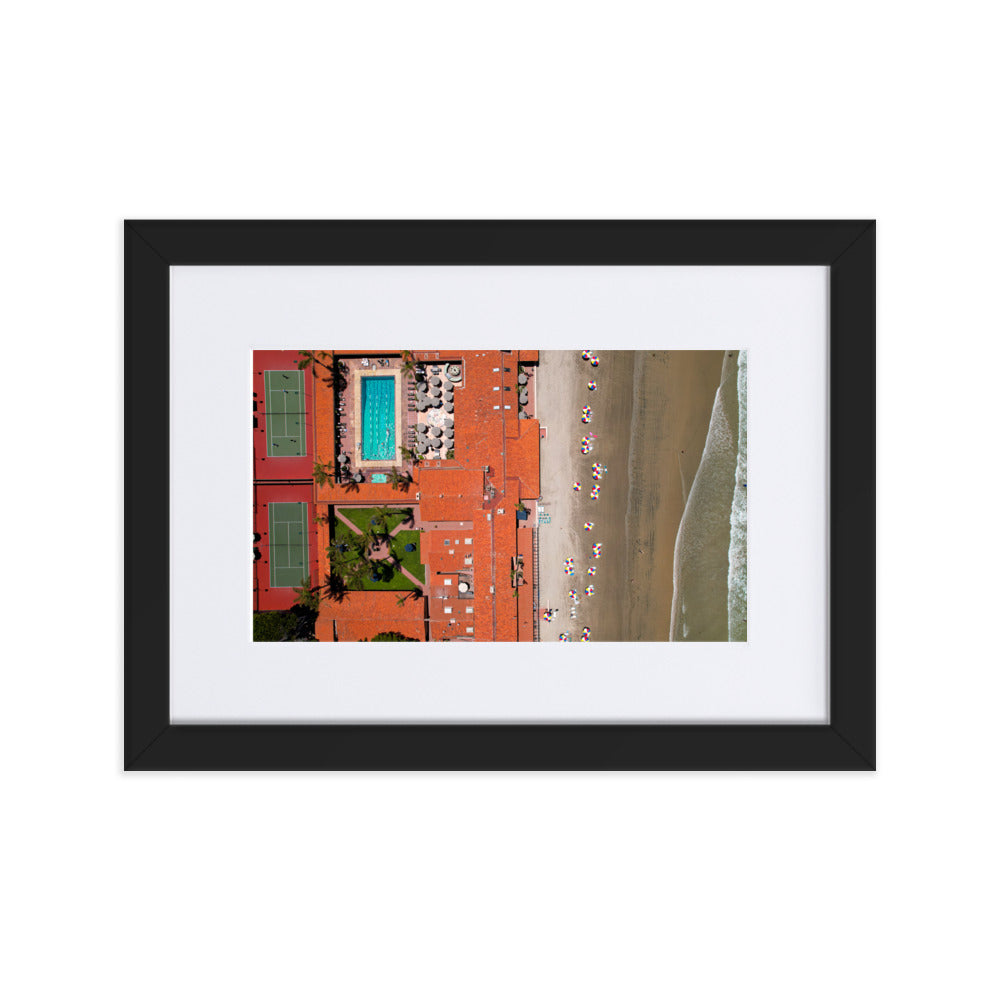 Beach Club from above Matte Paper Framed Poster With Mat