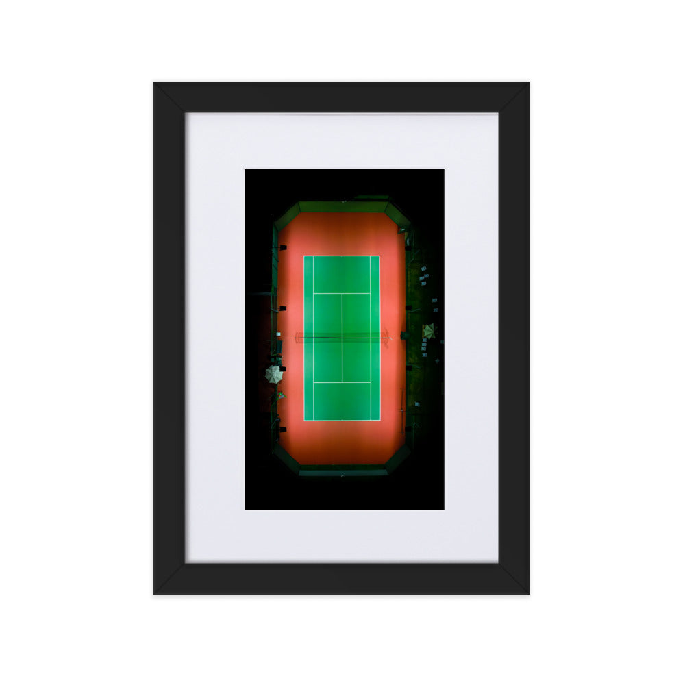 Beach Club Tennis Court At Night Matte Paper Framed Poster With Mat