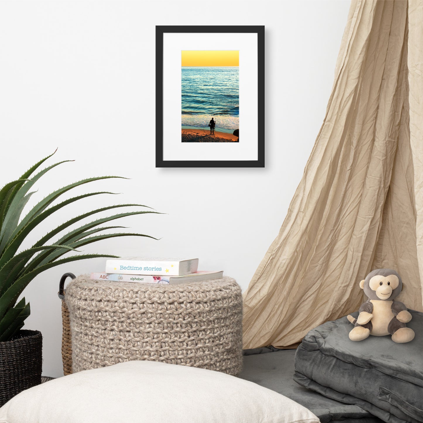 Spear Fishing Matte Paper Framed Poster With Mat