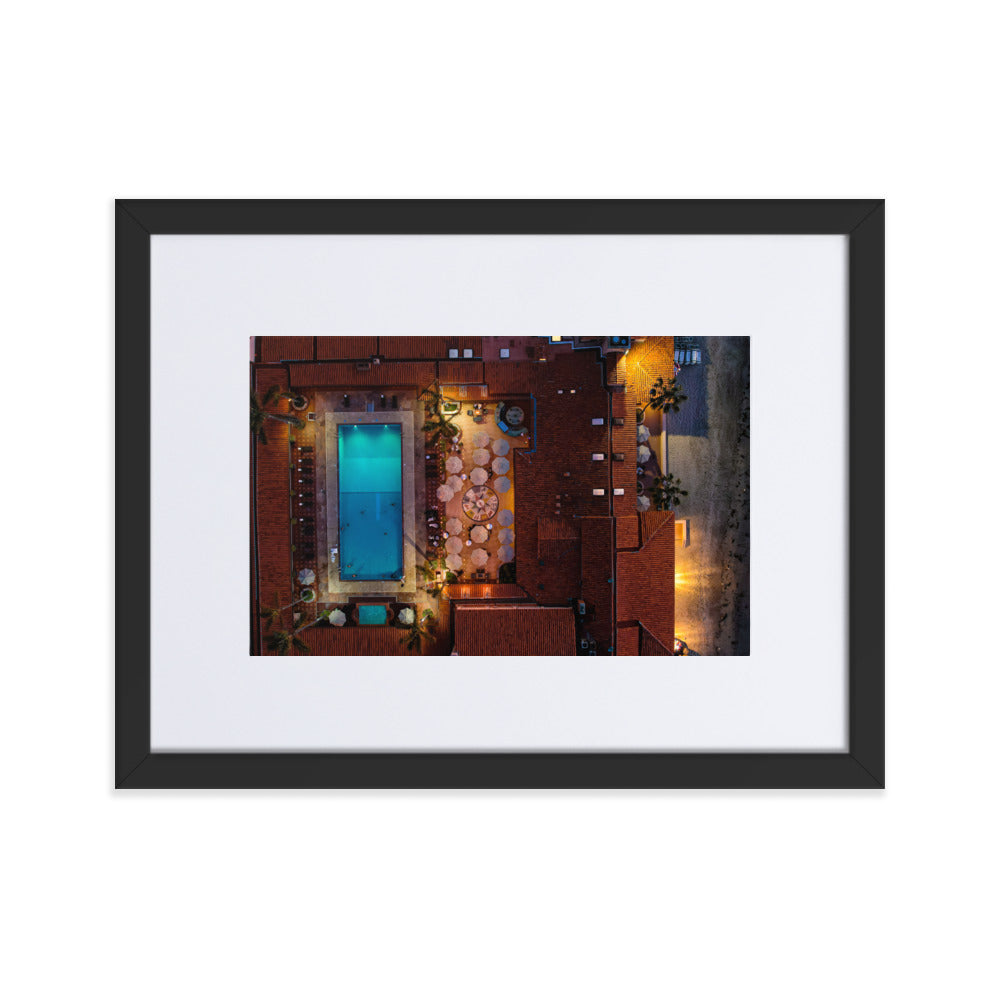 Beach Club at Night Matte Paper Framed Poster With Mat
