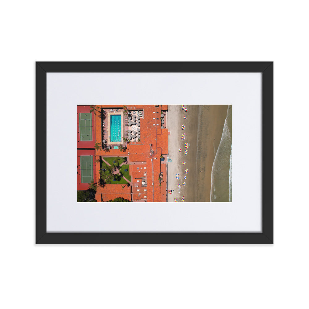 Beach Club from above Matte Paper Framed Poster With Mat