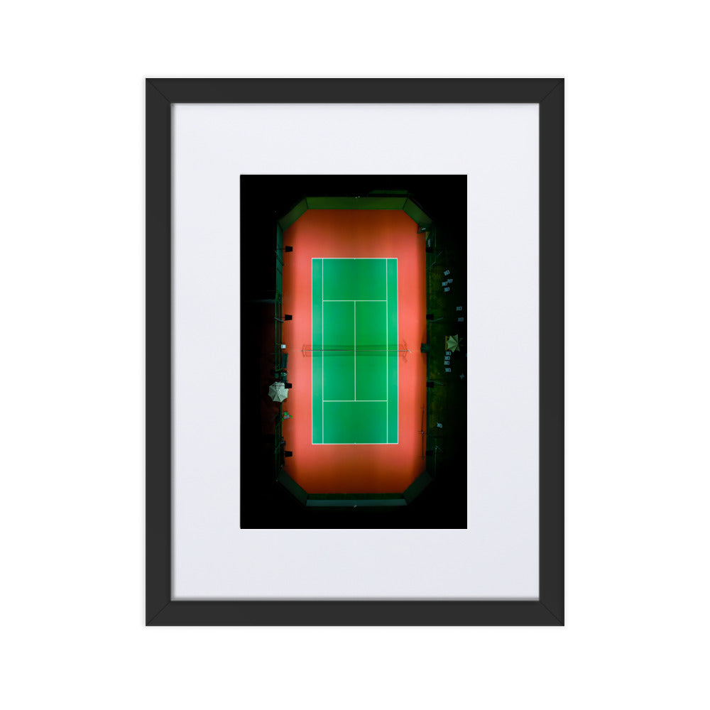 Beach Club Tennis Court At Night Matte Paper Framed Poster With Mat