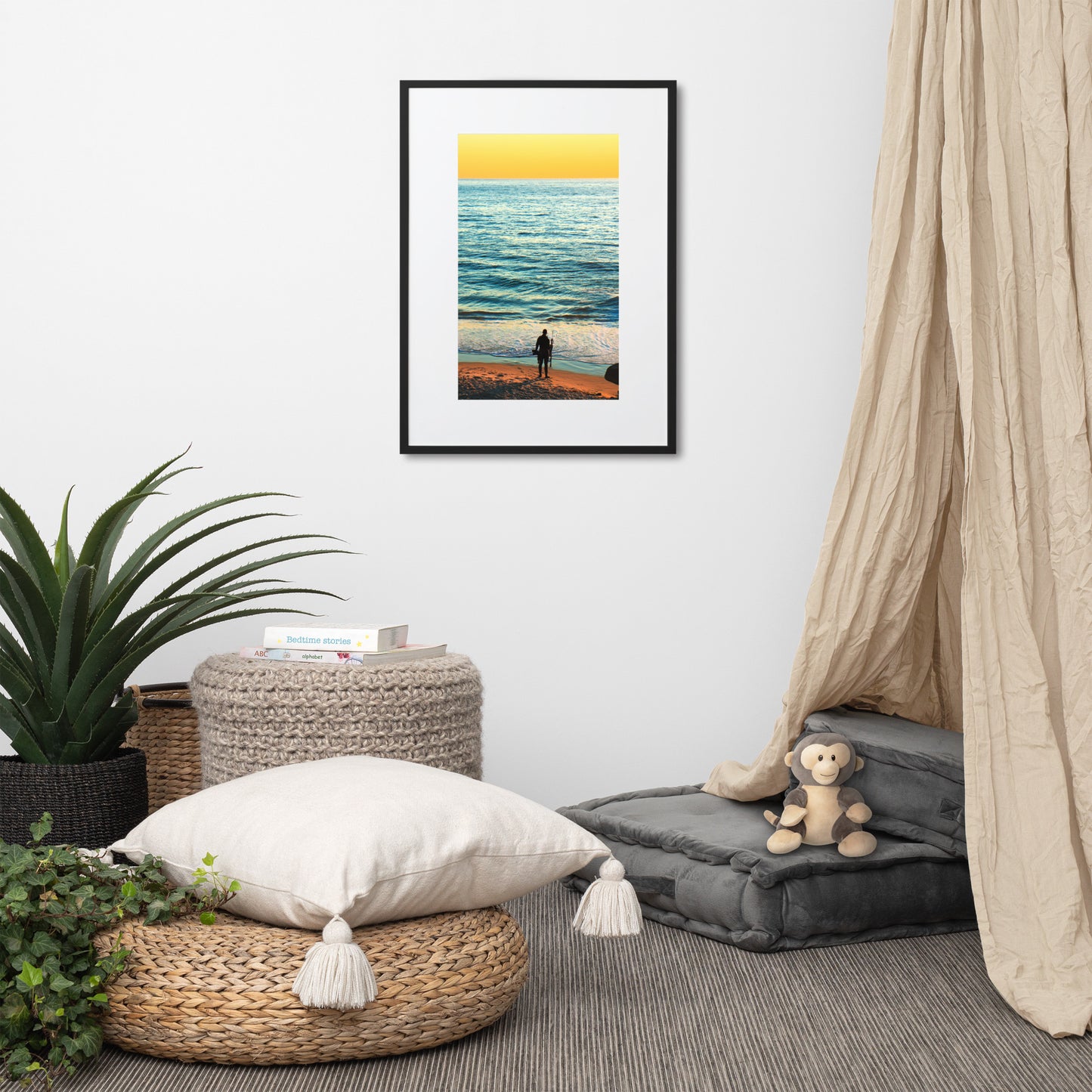 Spear Fishing Matte Paper Framed Poster With Mat