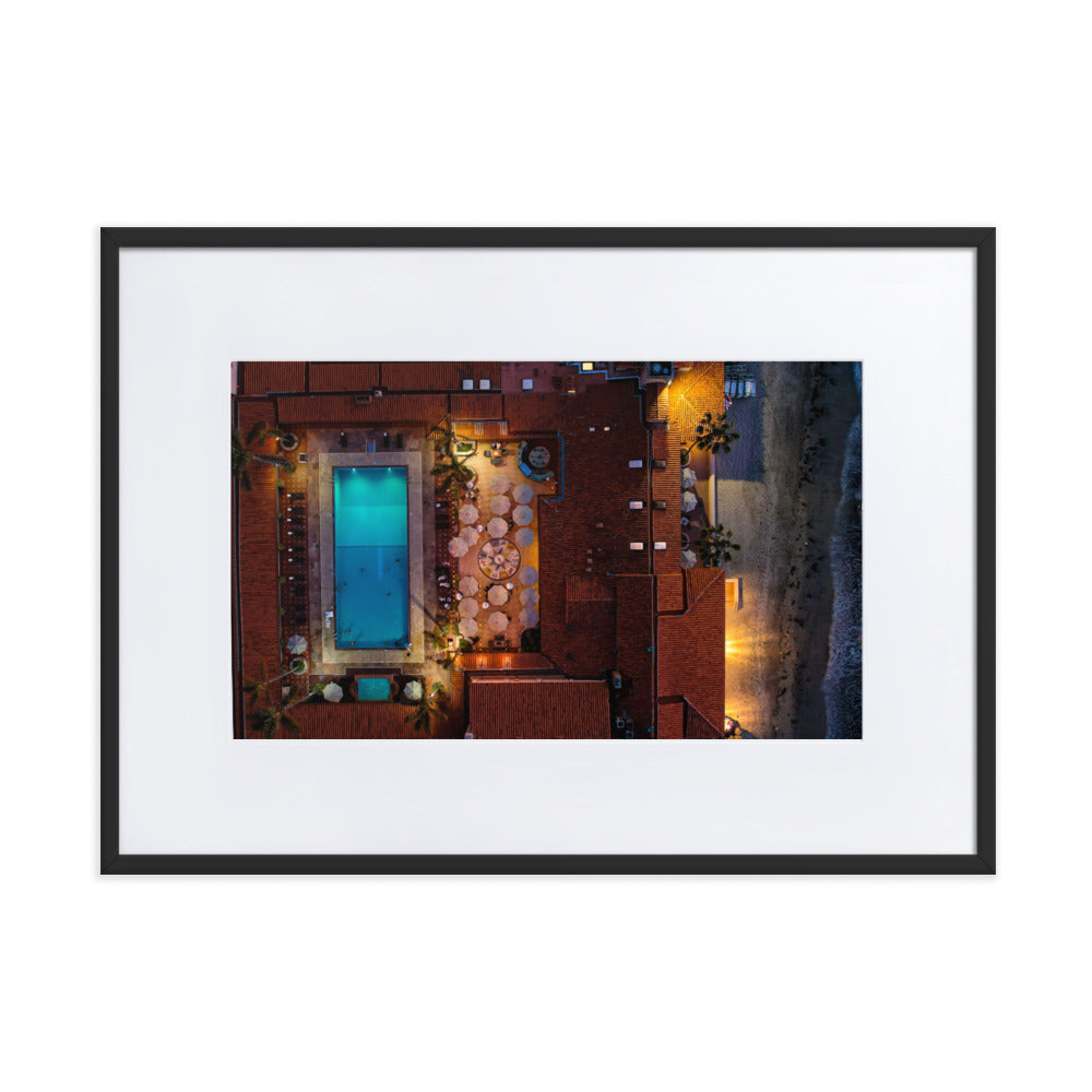 Beach Club at Night Matte Paper Framed Poster With Mat