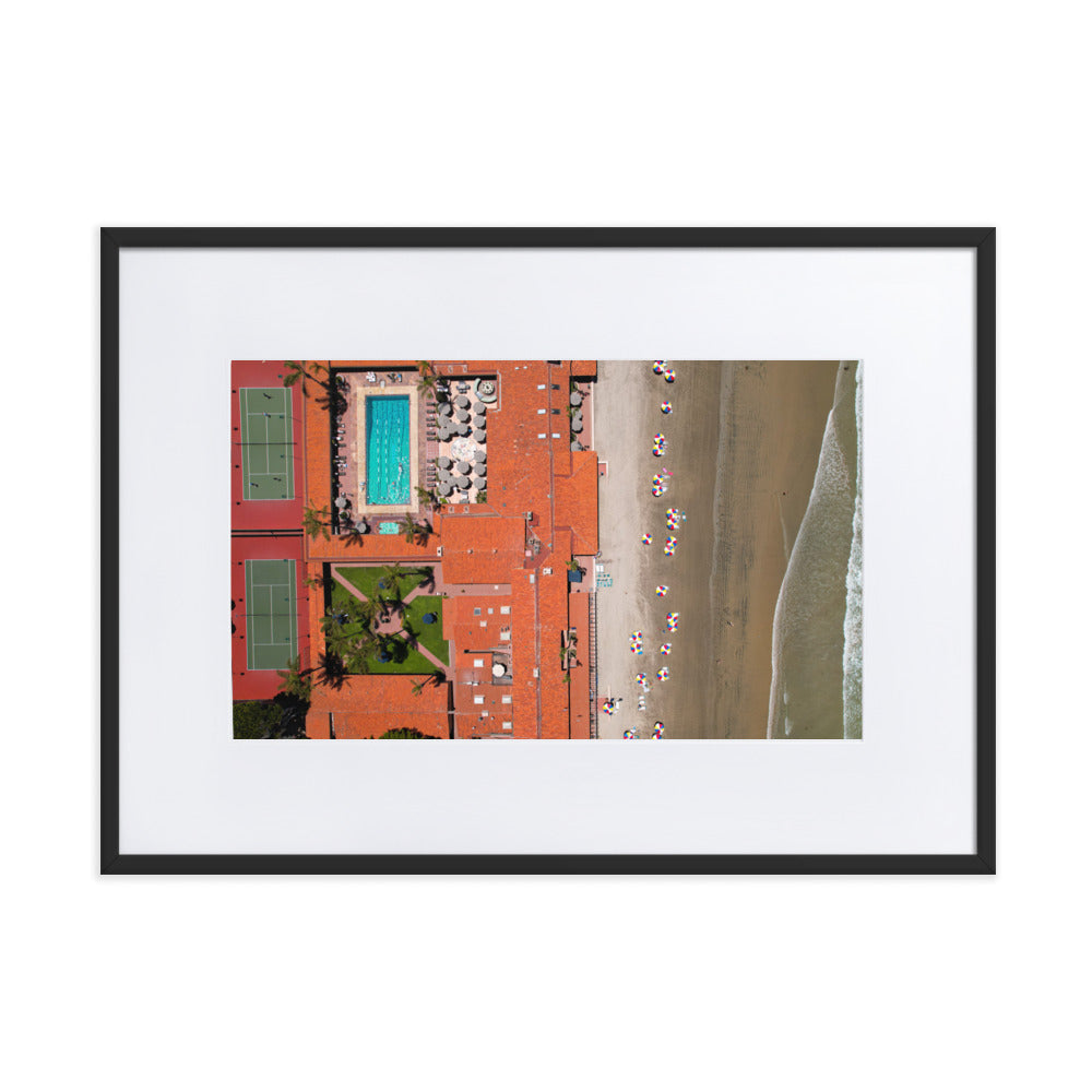 Beach Club from above Matte Paper Framed Poster With Mat