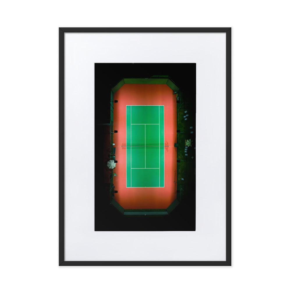 Beach Club Tennis Court At Night Matte Paper Framed Poster With Mat