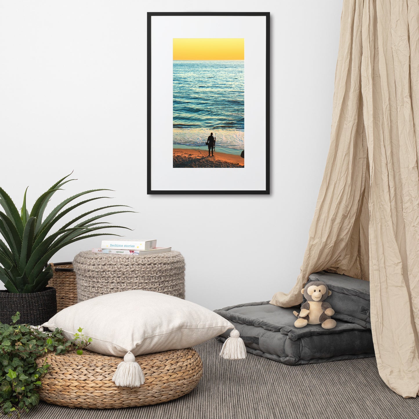 Spear Fishing Matte Paper Framed Poster With Mat