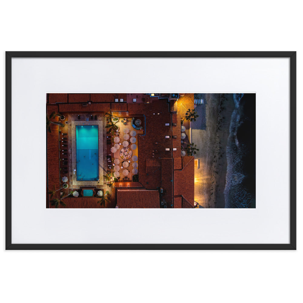 Beach Club at Night Matte Paper Framed Poster With Mat