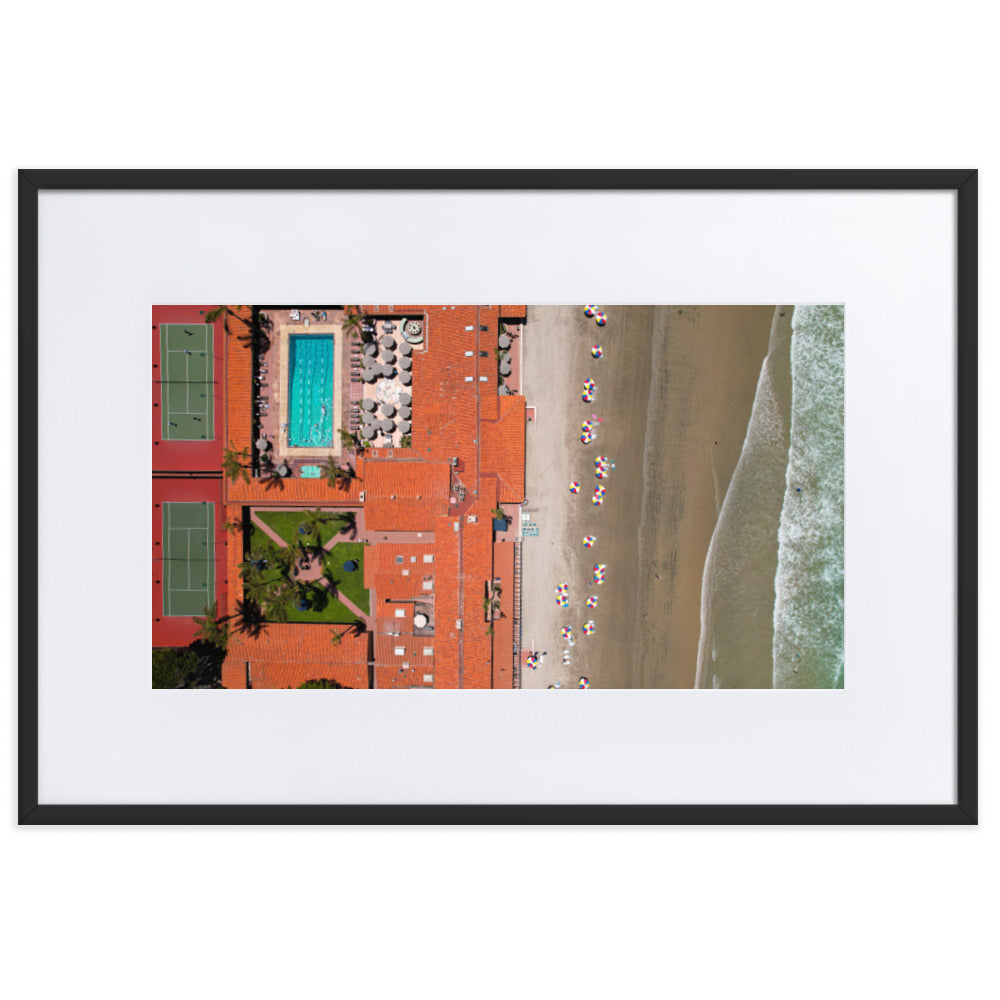 Beach Club from above Matte Paper Framed Poster With Mat