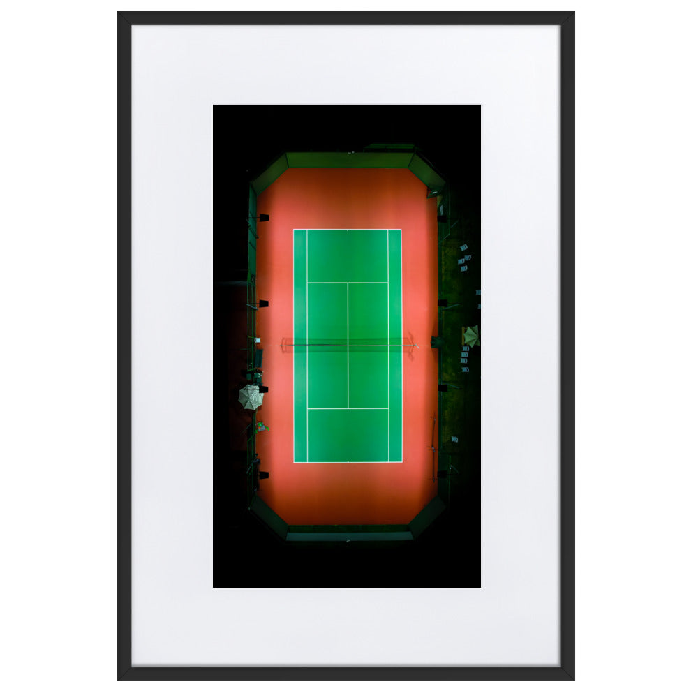 Beach Club Tennis Court At Night Matte Paper Framed Poster With Mat