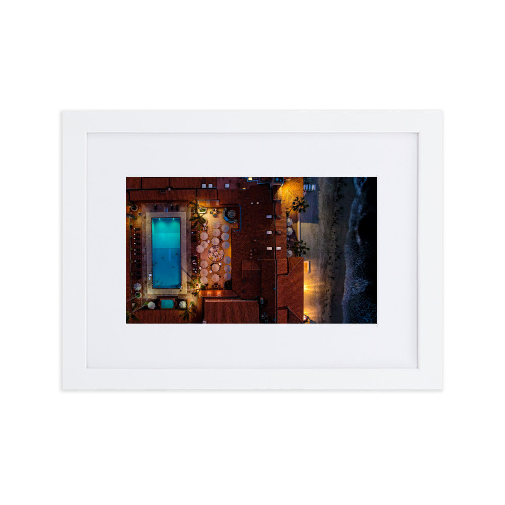 Beach Club at Night Matte Paper Framed Poster With Mat