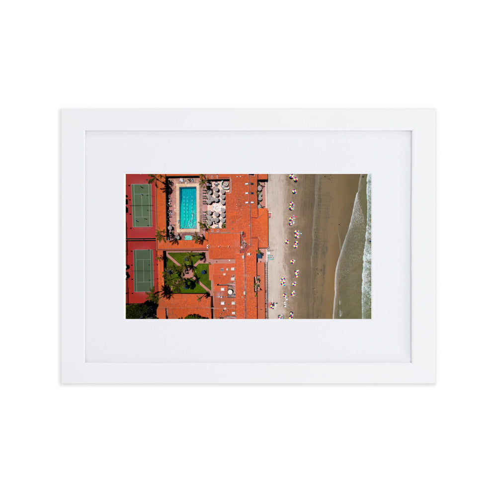 Beach Club from above Matte Paper Framed Poster With Mat