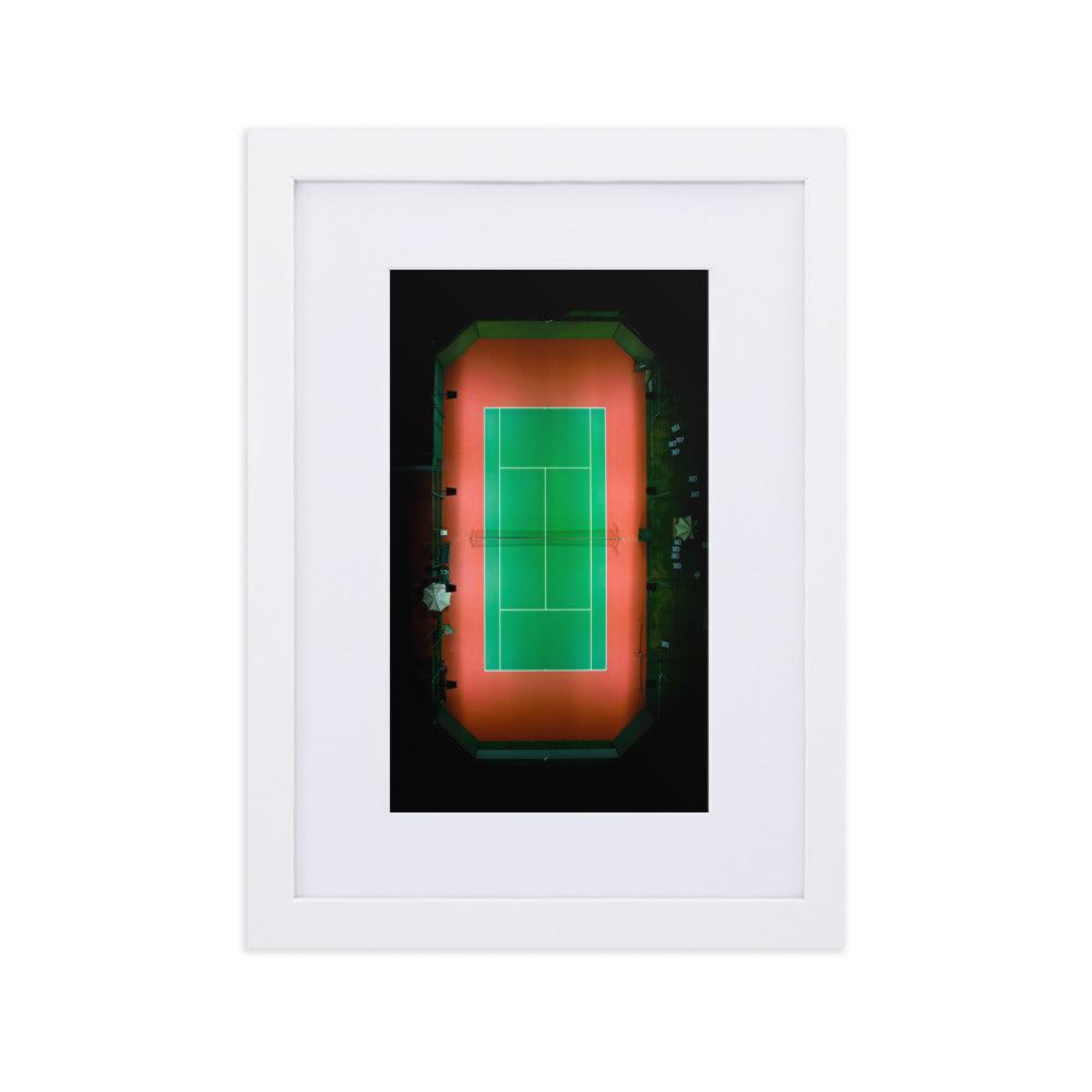 Beach Club Tennis Court At Night Matte Paper Framed Poster With Mat