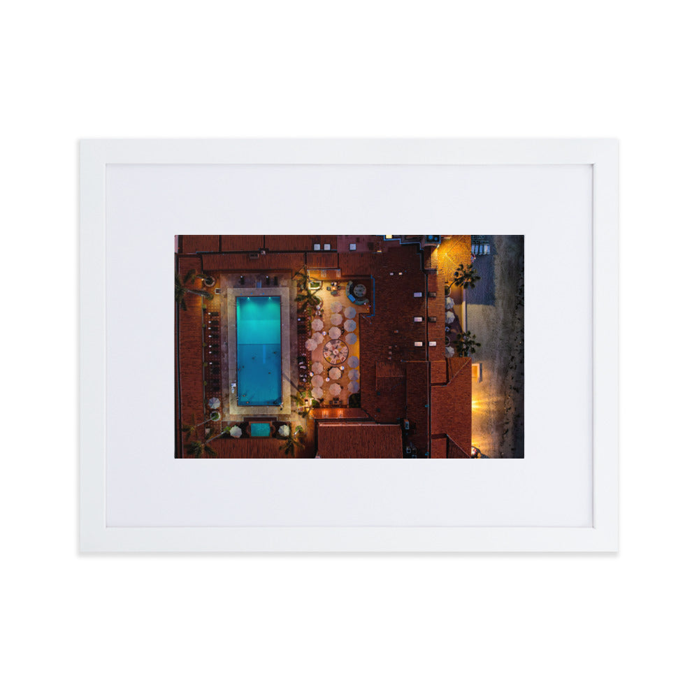 Beach Club at Night Matte Paper Framed Poster With Mat