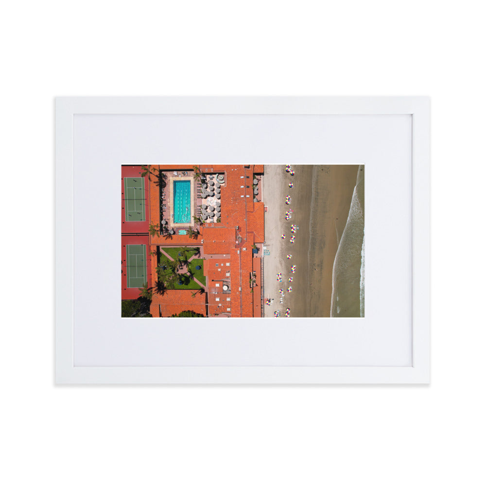 Beach Club from above Matte Paper Framed Poster With Mat