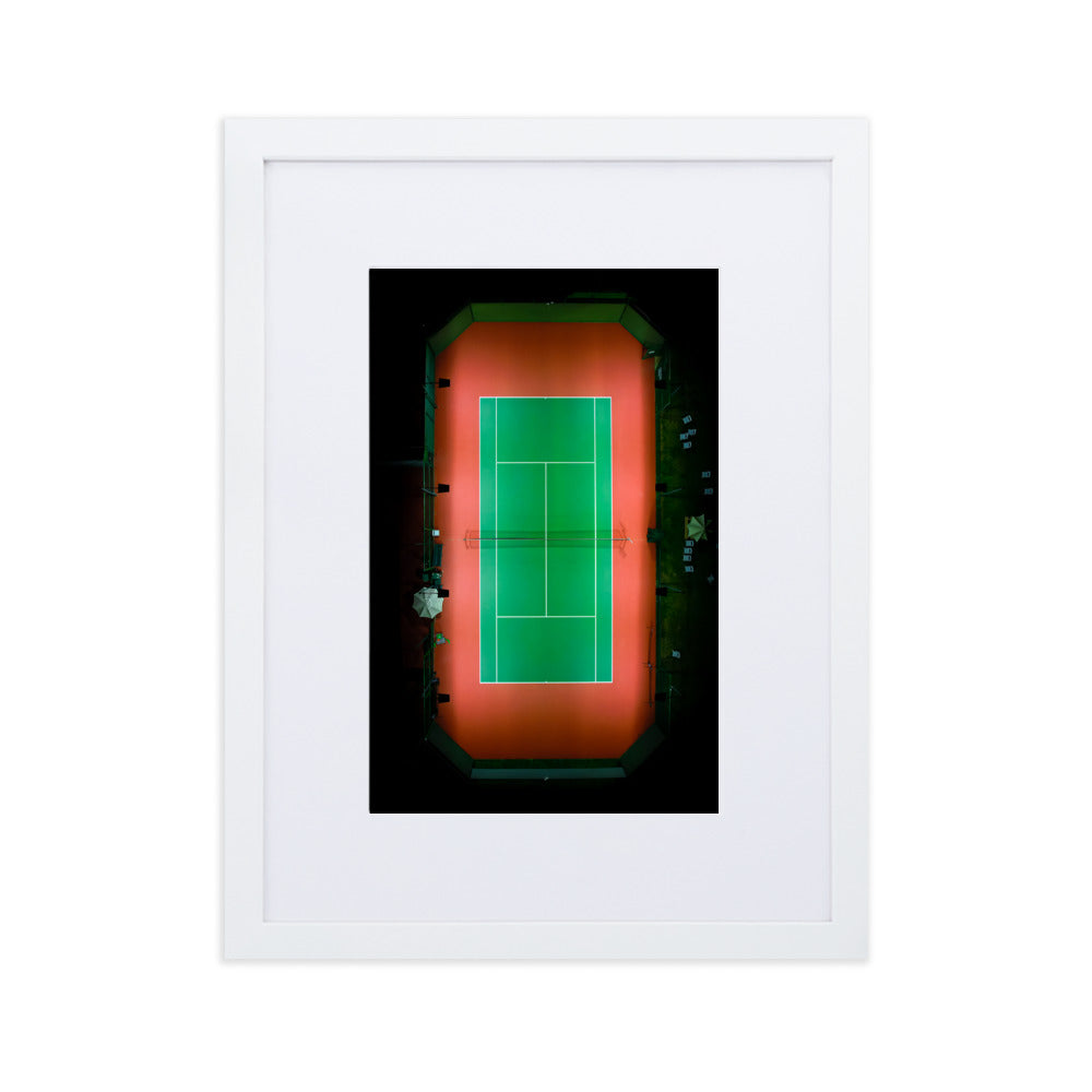 Beach Club Tennis Court At Night Matte Paper Framed Poster With Mat
