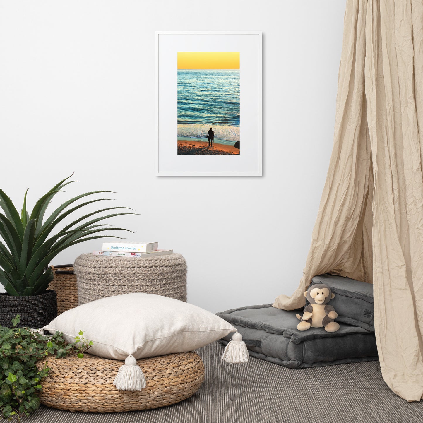 Spear Fishing Matte Paper Framed Poster With Mat