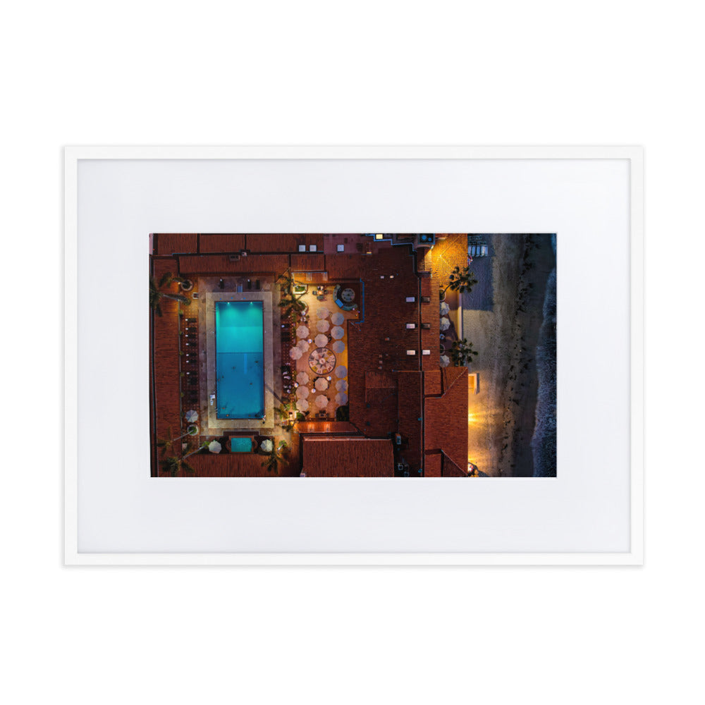 Beach Club at Night Matte Paper Framed Poster With Mat
