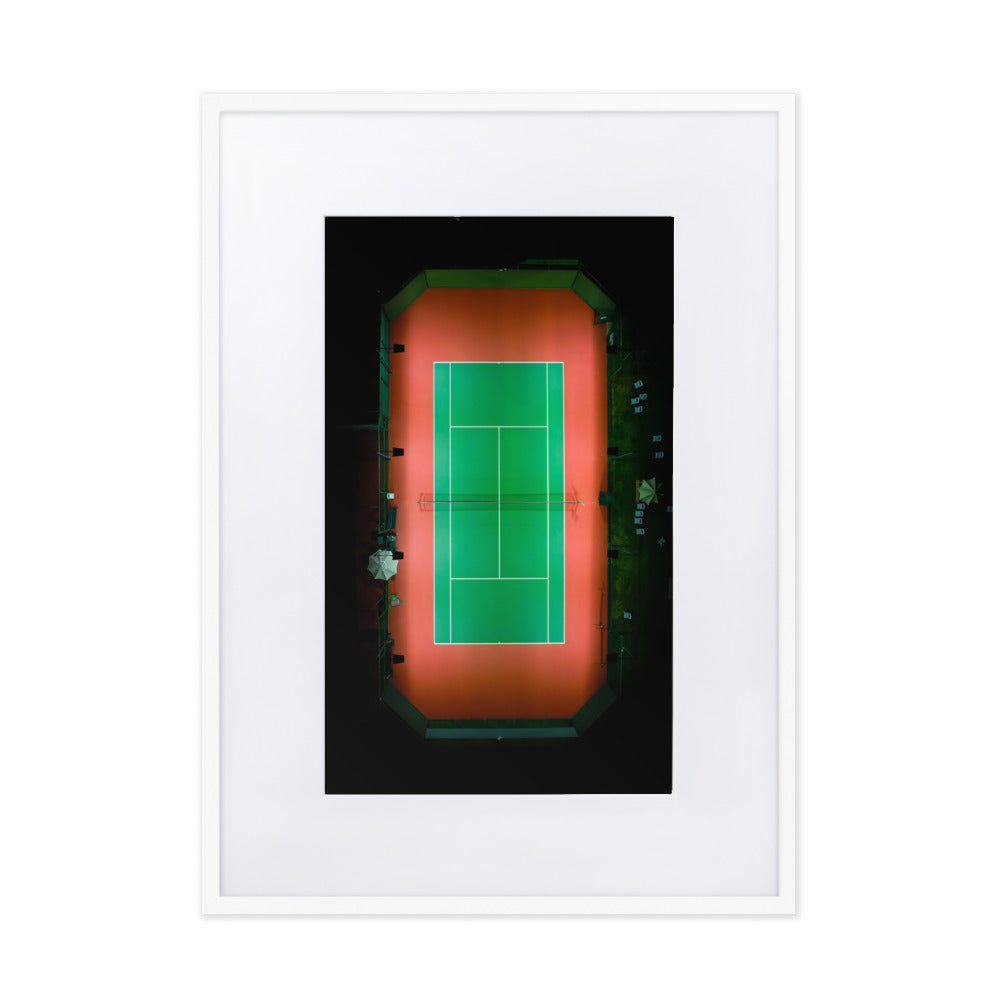 Beach Club Tennis Court At Night Matte Paper Framed Poster With Mat