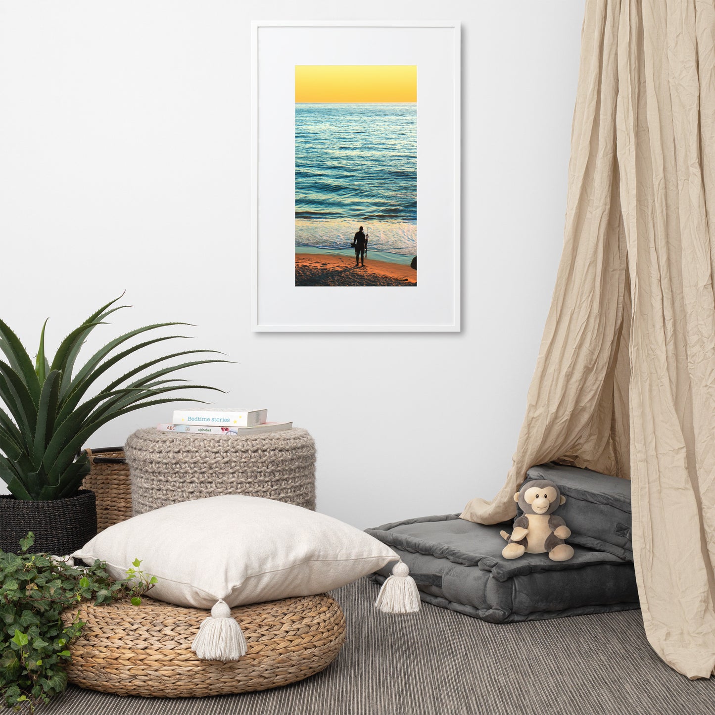 Spear Fishing Matte Paper Framed Poster With Mat