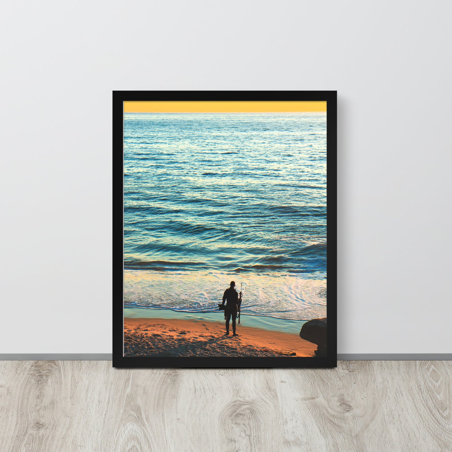 Spear Fishing Framed photo paper poster