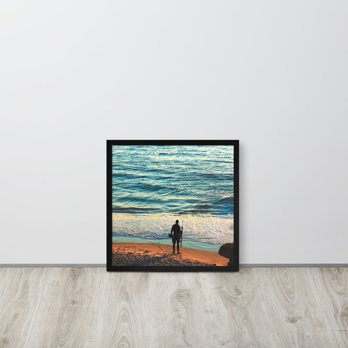 Spear Fishing Framed photo paper poster