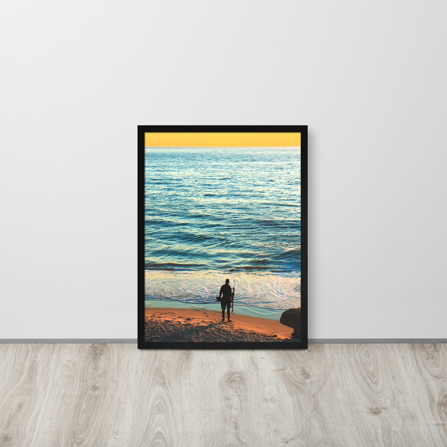 Spear Fishing Framed photo paper poster
