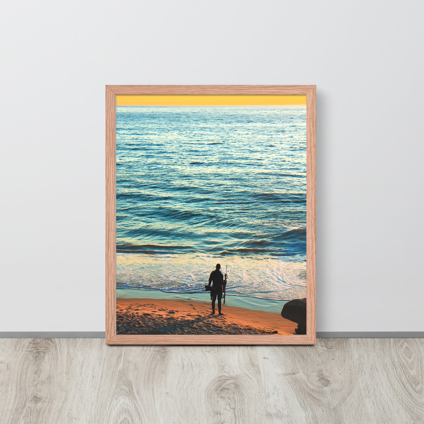 Spear Fishing Framed photo paper poster