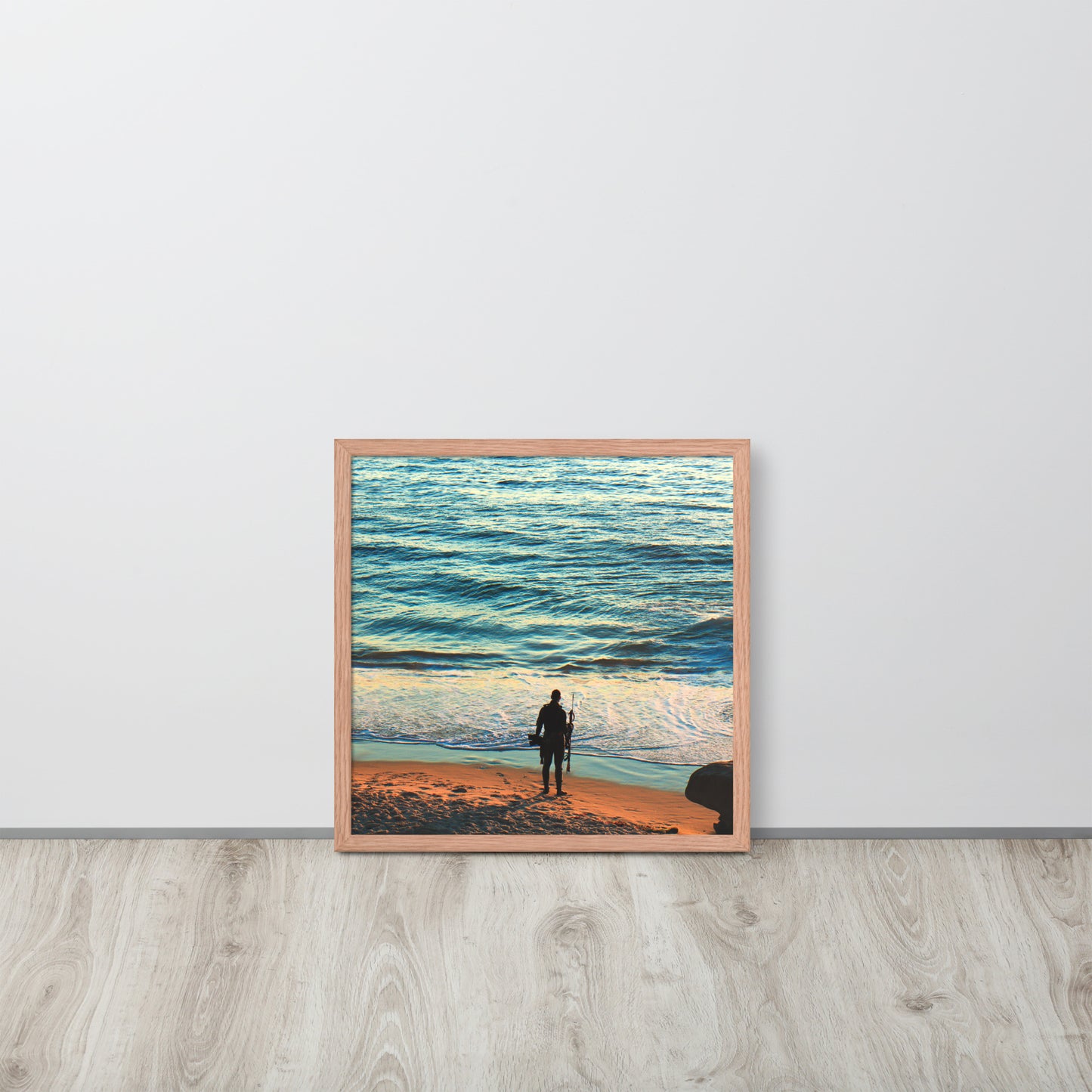 Spear Fishing Framed photo paper poster