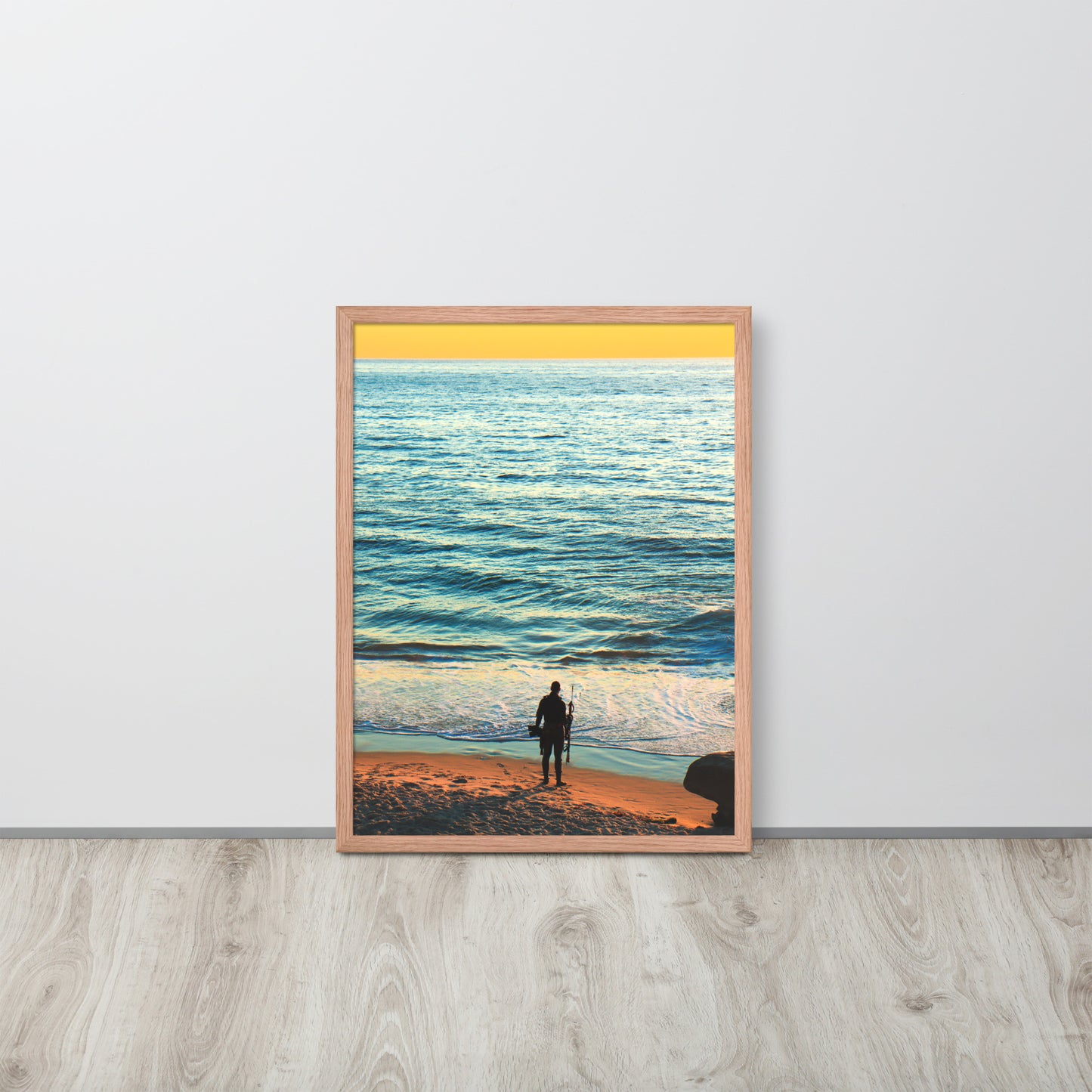 Spear Fishing Framed photo paper poster