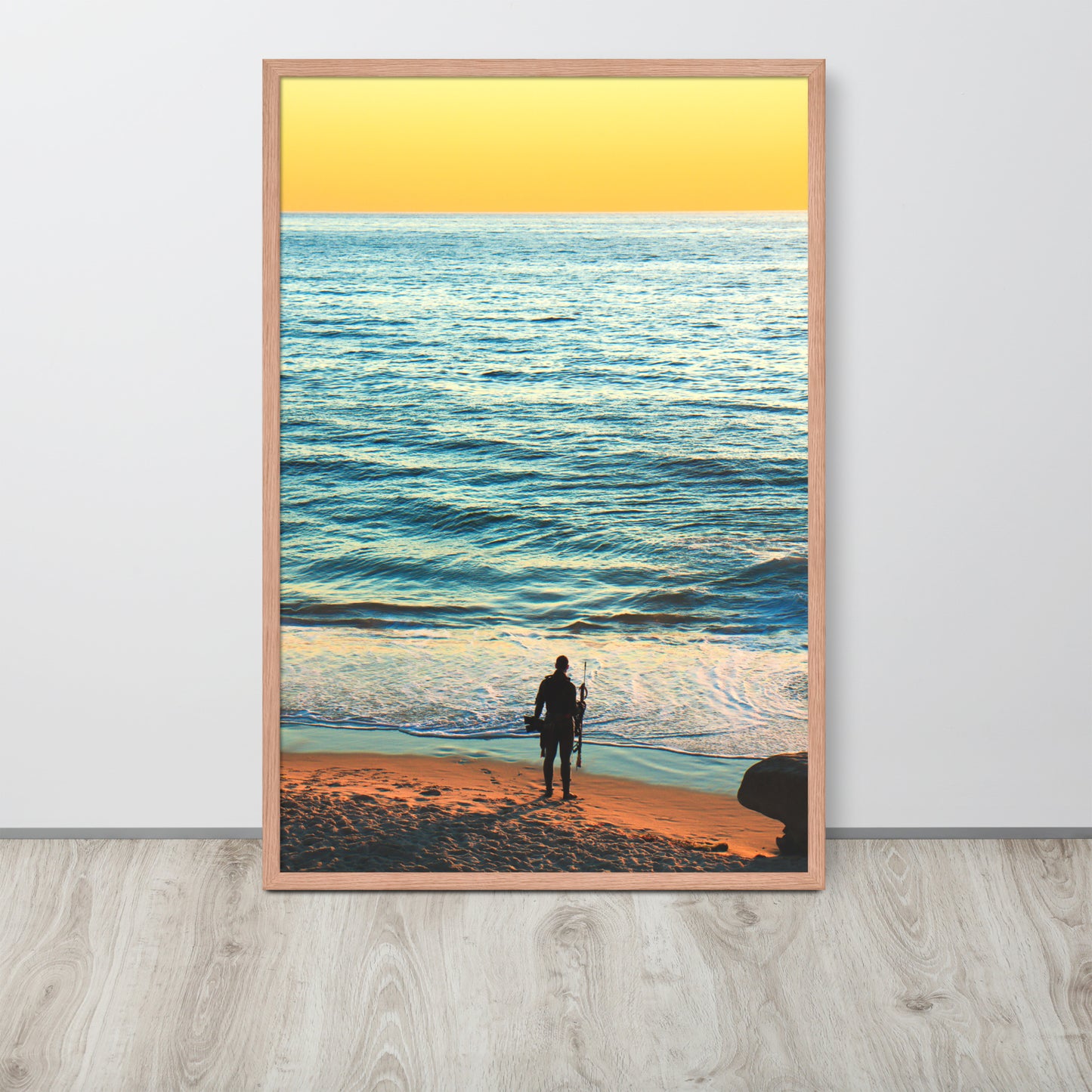 Spear Fishing Framed photo paper poster