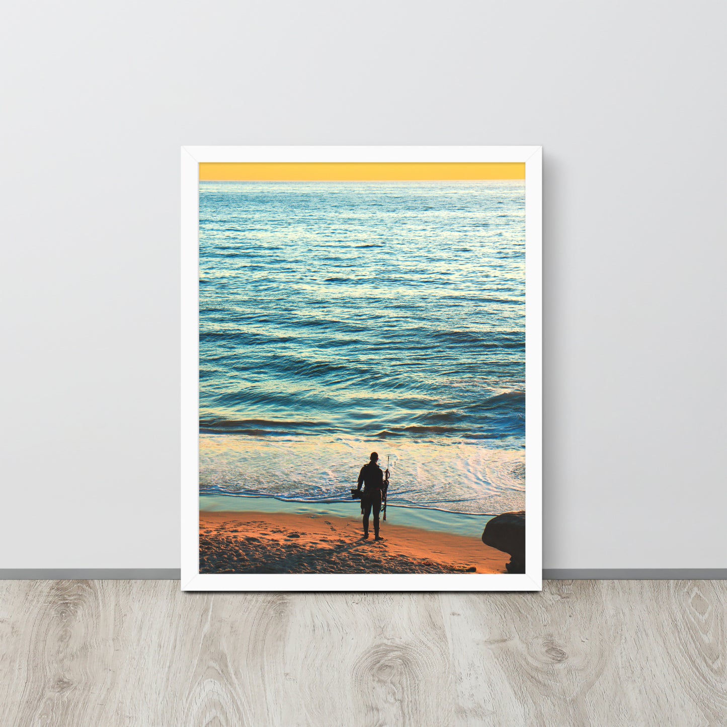 Spear Fishing Framed photo paper poster